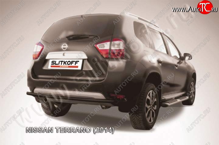 5 299 р. Защита задняя Slitkoff  Nissan Terrano  D10 (2013-2022) дорестайлинг, рестайлинг (Цвет: серебристый)  с доставкой в г. Воронеж