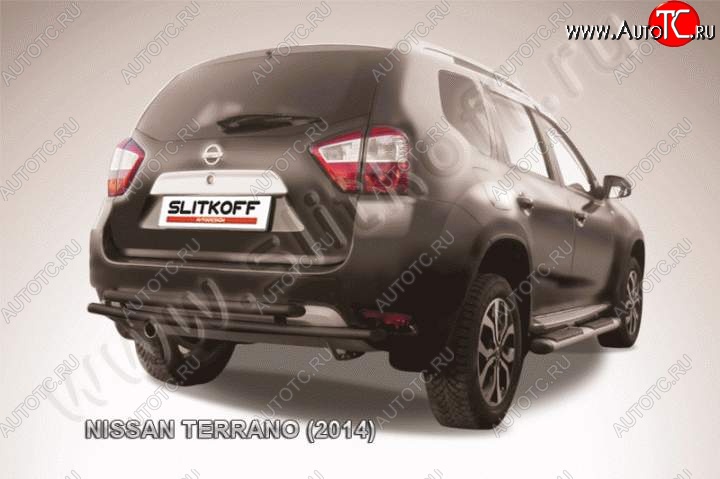 5 749 р. Защита задняя Slitkoff  Nissan Terrano  D10 (2013-2022) дорестайлинг, рестайлинг (Цвет: серебристый)  с доставкой в г. Воронеж