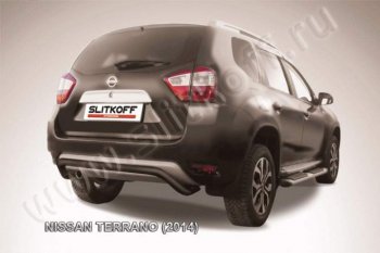 7 299 р. Защита задняя Slitkoff Nissan Terrano D10 дорестайлинг (2013-2016) (Цвет: серебристый)  с доставкой в г. Воронеж. Увеличить фотографию 1