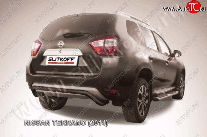 7 299 р. Защита задняя Slitkoff  Nissan Terrano  D10 (2013-2022) дорестайлинг, рестайлинг (Цвет: серебристый)  с доставкой в г. Воронеж