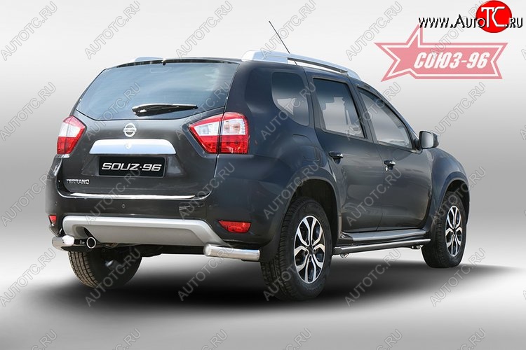11 789 р. Защита заднего бампера из боковых уголков Souz-96 (d76)  Nissan Terrano  D10 (2013-2022) дорестайлинг, рестайлинг  с доставкой в г. Воронеж