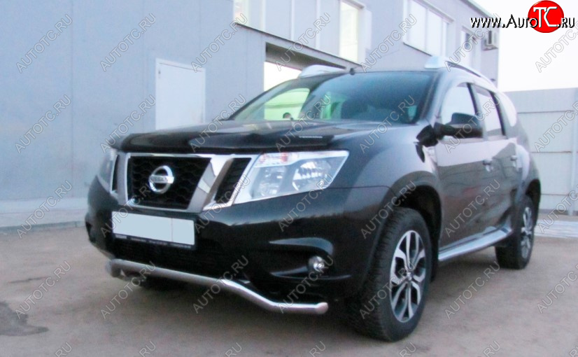 10 449 р. Защита переднего бампера Slitkoff (Ø 57, волна)  Nissan Terrano  D10 (2013-2022) дорестайлинг, рестайлинг (Нержавеющая сталь)  с доставкой в г. Воронеж