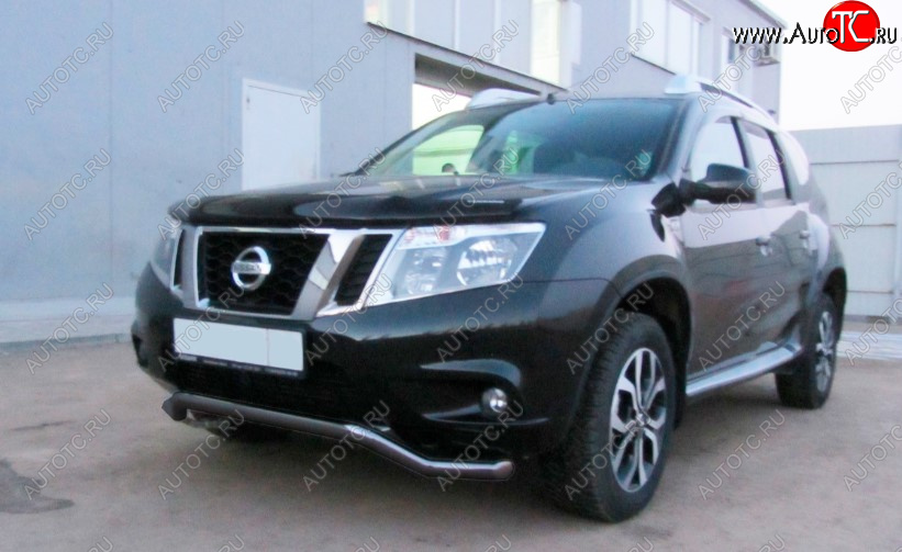 7 299 р. Защита переднего бампера Slitkoff (Ø 57, волна). Nissan Terrano D10 дорестайлинг (2013-2016) (Сталь с полимерным покрытием. Цвет: черный)  с доставкой в г. Воронеж