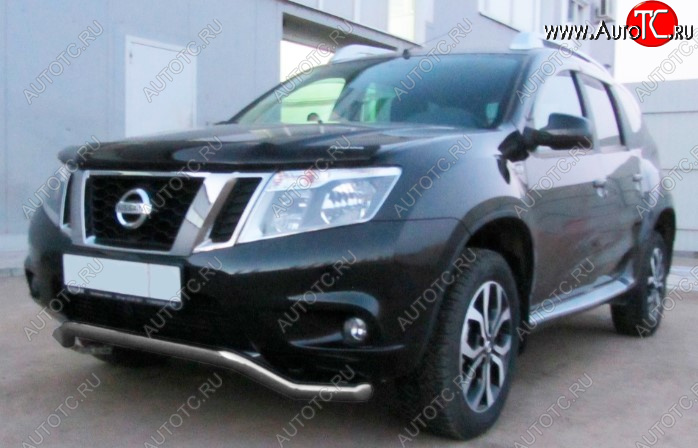 7 299 р. Защита переднего бампера Slitkoff (Ø 57, волна).  Nissan Terrano  D10 (2013-2016) дорестайлинг (Сталь с полимерным покрытием. Цвет: серебристый)  с доставкой в г. Воронеж