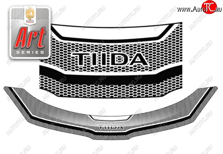 2 399 р. Дефлектор капота CA-Plastiс  Nissan Tiida  1 хэтчбэк (2004-2007) C11 дорестайлинг, Япония (серия Art белая)  с доставкой в г. Воронеж