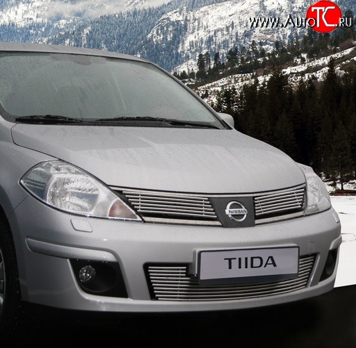 5 444 р. Декоративная вставка воздухозаборника Souz-96 Nissan Tiida 1 седан C11 рестайлинг (2010-2014)  с доставкой в г. Воронеж