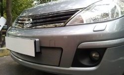1 539 р. Сетка на бампер Russtal (хром) Nissan Tiida 1 хэтчбек C11 рестайлинг (2010-2014)  с доставкой в г. Воронеж. Увеличить фотографию 2