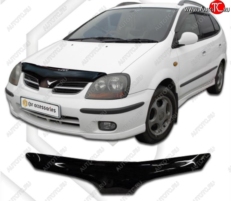 1 999 р. Дефлектор капота CA-Plastic  Nissan Tino (1998-2003) V10 доресталийнг (Classic черный, Без надписи)  с доставкой в г. Воронеж