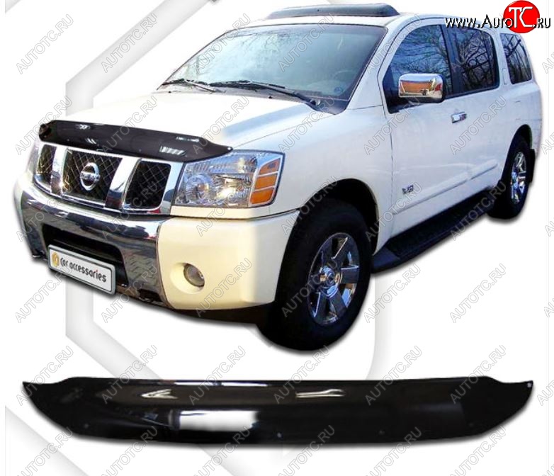 2 159 р. Дефлектор капота CA-Plastiс Nissan titan (2003-2015) (Classic черный, Без надписи)  с доставкой в г. Воронеж