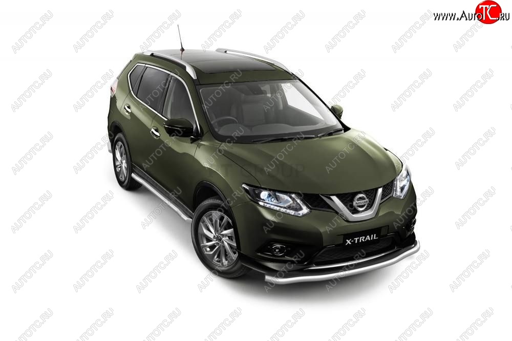 25 699 р. Защита порогов вогнутая из трубы Ø63 Petroil Tuning Nissan X-trail 3 T32 дорестайлинг (2013-2018) (Нержавеющая полированная сталь)  с доставкой в г. Воронеж