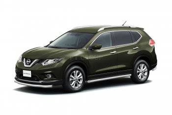 25 699 р. Защита порогов вогнутая из трубы Ø63 Petroil Tuning Nissan X-trail 3 T32 дорестайлинг (2013-2018) (Нержавеющая полированная сталь)  с доставкой в г. Воронеж. Увеличить фотографию 2