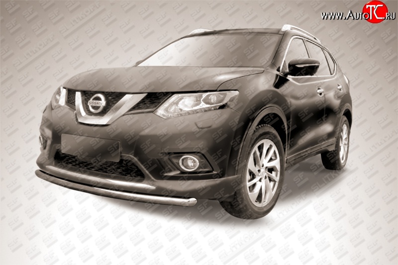 9 999 р. Защита переднего бампера из короткой трубы диаметром 57 мм Slitkoff Nissan X-trail 3 T32 дорестайлинг (2013-2018) (Цвет: нержавеющая полированная сталь)  с доставкой в г. Воронеж