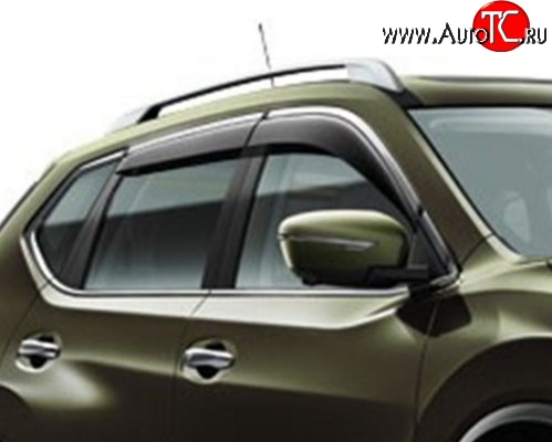 2 499 р. Комплект дефлекторов окон SkyLine (хром молдинг) Nissan X-trail 3 T32 рестайлинг (2017-2022)  с доставкой в г. Воронеж