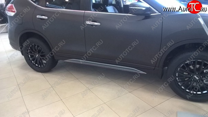 7 949 р. Пластиковые порожки АвтоКрат Nissan X-trail 3 T32 рестайлинг (2017-2022) (Неокрашенные)  с доставкой в г. Воронеж