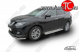 14 579 р. Защита штатных порогов с листом Arbori (нержавейка, алюминий, d57) Nissan X-trail 3 T32 рестайлинг (2017-2022)  с доставкой в г. Воронеж