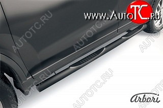 7 703 р. Защита штатных порогов Arbori (с проступью, черная, d76 mm). Nissan X-trail 3 T32 рестайлинг (2017-2022)  с доставкой в г. Воронеж