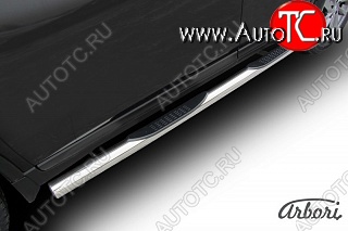 14 579 р. Защита штатных порогов Arbori (с проступью, нержавейка, d76 mm). Nissan X-trail 3 T32 рестайлинг (2017-2022)  с доставкой в г. Воронеж