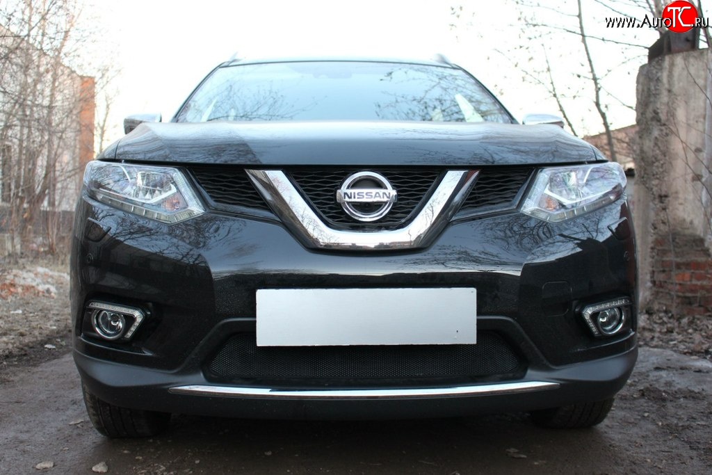 1 469 р. Сетка на бампер Russtal (черная) Nissan X-trail 3 T32 рестайлинг (2017-2022)  с доставкой в г. Воронеж