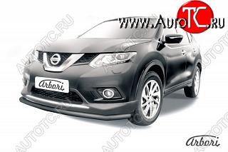 6 399 р. Защита переднего бампера Arbori (черная, 1 труба d57 mm). Nissan X-trail 3 T32 дорестайлинг (2013-2018)  с доставкой в г. Воронеж