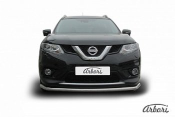 Защита переднего бампера Arbori (нержавейка, 1 труба d57 mm). Nissan X-trail  3 T32 (2013-2018) дорестайлинг