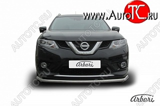 15 549 р. Защита переднего бампера Arbori (нержавейка, 1 труба d57 mm).  Nissan X-trail  3 T32 (2013-2018) дорестайлинг  с доставкой в г. Воронеж