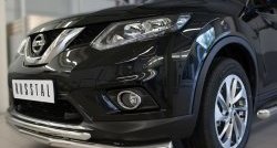 16 599 р. Защита переднего бампера (2 трубыØ63 и 42 мм, нержавейка) SLITKOFF  Nissan X-trail  3 T32 (2013-2018) дорестайлинг  с доставкой в г. Воронеж. Увеличить фотографию 2
