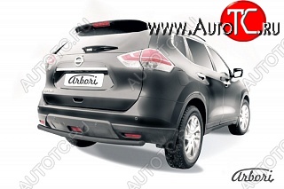 5 399 р. Защита заднего бампера Arbori (уголки, черная, 1 труба d57 mm). Nissan X-trail 3 T32 рестайлинг (2017-2022)  с доставкой в г. Воронеж