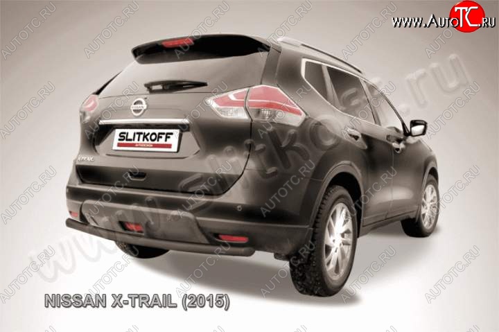 7 599 р. Защита задняя Slitkoff Nissan X-trail 3 T32 рестайлинг (2017-2022) (Цвет: серебристый)  с доставкой в г. Воронеж
