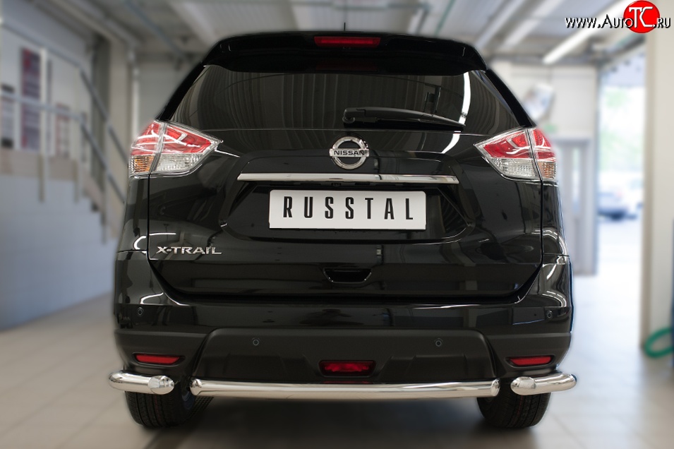 14 549 р. Одинарная защита заднего бампера из трёх труб диаметром 63 мм SLITKOFF  Nissan X-trail  3 T32 (2017-2022) рестайлинг  с доставкой в г. Воронеж