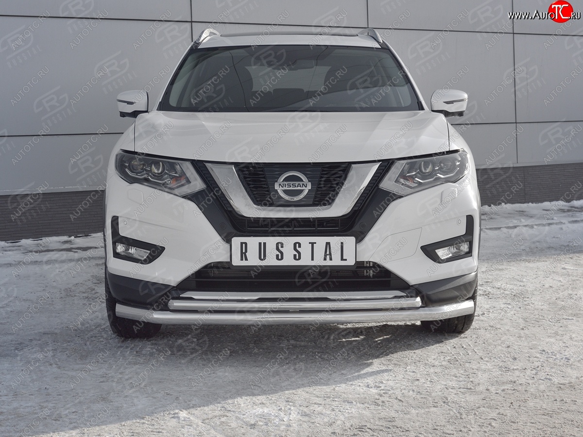 17 949 р. Защита переднего бампера (Ø63 и 42 мм)  Nissan X-trail  3 T32 (2013-2018) дорестайлинг  с доставкой в г. Воронеж