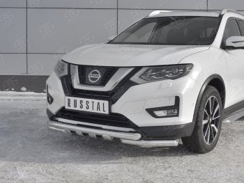 22 599 р. Защита переднего бампера (Ø63 мм с клыками, нержавейка) SLITKOFF  Nissan X-trail  3 T32 (2013-2018) дорестайлинг  с доставкой в г. Воронеж. Увеличить фотографию 4