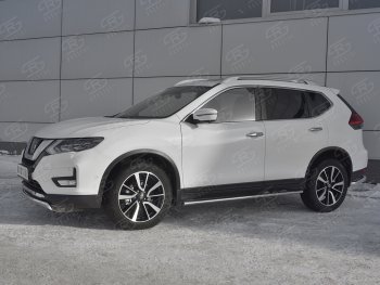 11 549 р. Защита переднего бампера (Ø75x42 мм, нержавейка) Russtal Nissan X-trail 3 T32 дорестайлинг (2013-2018)  с доставкой в г. Воронеж. Увеличить фотографию 2