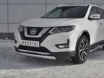 11 549 р. Защита переднего бампера (Ø75x42 мм, нержавейка) Russtal Nissan X-trail 3 T32 дорестайлинг (2013-2018)  с доставкой в г. Воронеж. Увеличить фотографию 4