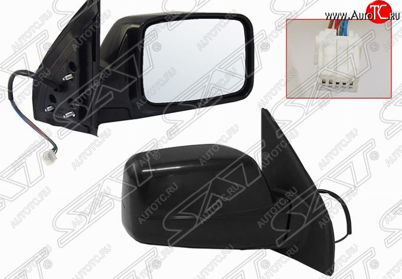 2 099 р. Боковое правое зеркало заднего вида SAT (3 контакта)  Nissan X-trail  1 T30 (2000-2003) дорестайлинг (Неокрашенное)  с доставкой в г. Воронеж