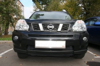 2 799 р. Защитная сетка решетки переднего бампера Arbori  Nissan X-trail  2 T31 (2007-2011) дорестайлинг (Чёрная, 15 мм)  с доставкой в г. Воронеж. Увеличить фотографию 2