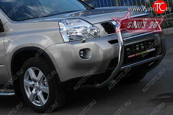 11 429 р. Защита переднего бампера Souz-96 (d60) Nissan X-trail 2 T31 дорестайлинг (2007-2011)  с доставкой в г. Воронеж