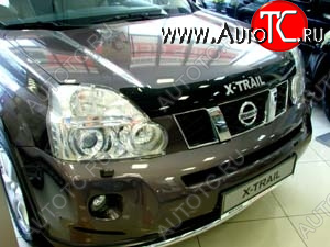 3 299 р. Дефлектор капота SIM (Logo) Nissan X-trail 2 T31 дорестайлинг (2007-2011)  с доставкой в г. Воронеж