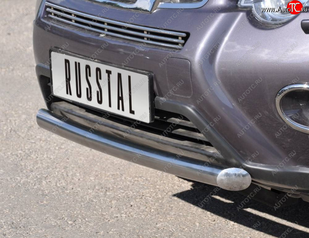 15 299 р. Защита переднего бампера (Ø76 мм, нержавейка) SLITKOFF  Nissan X-trail  2 T31 (2010-2015) рестайлинг  с доставкой в г. Воронеж