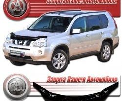 2 399 р. Дефлектор капота CA Plastic exclusive  Nissan X-trail  2 T31 (2007-2011) дорестайлинг (серия Classic черный, Без надписи)  с доставкой в г. Воронеж. Увеличить фотографию 2