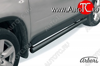 6 569 р. Защита штатных порогов Arbori (черная, d76 mm). Nissan X-trail 2 T31 дорестайлинг (2007-2011)  с доставкой в г. Воронеж