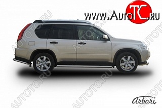 12 509 р. Защита штатных порогов Arbori (нержавейка, d76 mm). Nissan X-trail 2 T31 дорестайлинг (2007-2011)  с доставкой в г. Воронеж