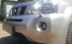 Нижняя сетка на бампер Russtal (черная) Nissan X-trail 2 T31 дорестайлинг (2007-2011)