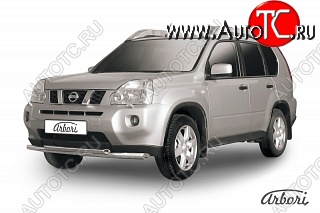25 999 р. Защита переднего бампера (рестайлинг) Arbori (нержавейка, 2 трубы d57 и 57 mm)  Nissan X-trail  2 T31 (2007-2011) дорестайлинг  с доставкой в г. Воронеж