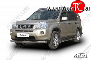 13 319 р. Защита переднего бампера Arbori (нержавейка, 1 труба d76 mm). Nissan X-trail 2 T31 дорестайлинг (2007-2011)  с доставкой в г. Воронеж
