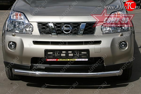 1 052 р. Защита переднего бампера одинарная Souz-96 (d76)  Nissan X-trail  2 T31 (2007-2011) дорестайлинг  с доставкой в г. Воронеж