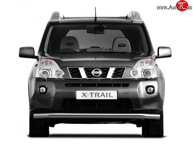 6 399 р. Одинарная защита переднего бампера диаметром 63 мм Petroil Tuning  Nissan X-trail  2 T31 (2007-2011) дорестайлинг  с доставкой в г. Воронеж