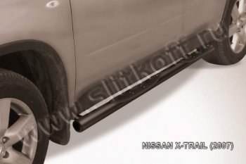 12 399 р. Защита порогов Slitkoff Nissan X-trail 2 T31 дорестайлинг (2007-2011) (Цвет: серебристый)  с доставкой в г. Воронеж. Увеличить фотографию 1