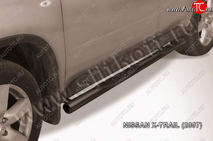 12 399 р. Защита порогов Slitkoff Nissan X-trail 2 T31 дорестайлинг (2007-2011) (Цвет: серебристый)  с доставкой в г. Воронеж