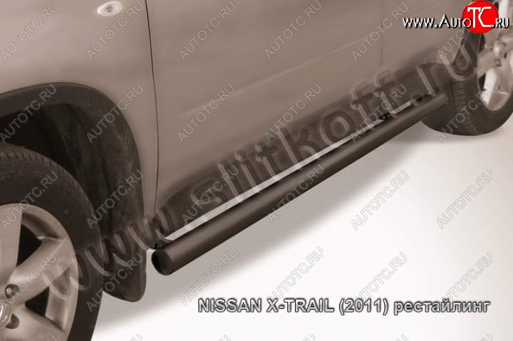 10 599 р. Защита порогов Slitkoff Nissan X-trail 2 T31 дорестайлинг (2007-2011) (Цвет: серебристый)  с доставкой в г. Воронеж