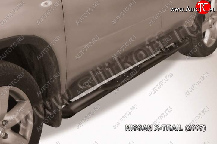 10 849 р. Пороги d76 с проступями со скосами Nissan X-trail 2 T31 дорестайлинг (2007-2011) (Цвет: серебристый)  с доставкой в г. Воронеж